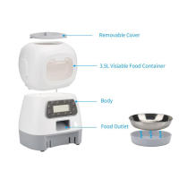 Dispensador de Comida Seca para Gatos Perros Dispensador Automático de 3,5 L con Ventana Visible Grabadora con Función de Memoria - details 5