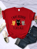 Camiseta De Mujer I Was Normal 3 Cats Ago Estilo Casual Multicolor Cuello Redondo Manga Corta Verano Moda Hip Hop T-Shirt - details 4
