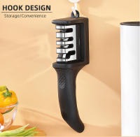 Afilador De Cuchillos De 3 Segmentos Para Cocina Multifuncional Portátil Con Piedra De Afilar Negra Material De Carburo De Tungsteno - details 4