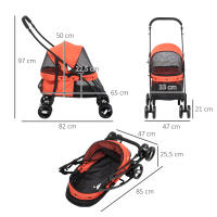 PawHut Cochecito para Mascotas Plegable Carrito para Perros y Gatos con Ventanas de Malla Cojín Lavable Correas de Seguridad Cubierta de Tela Oxford y Marco de Acero 82x47x97 cm - details 2