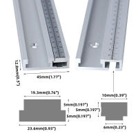 Track T De Aluminio Con Escala Para Carpintería Doble Corte Universal Con Agujeros De Montaje Prebostezados Ruta De Ranura T - details 1