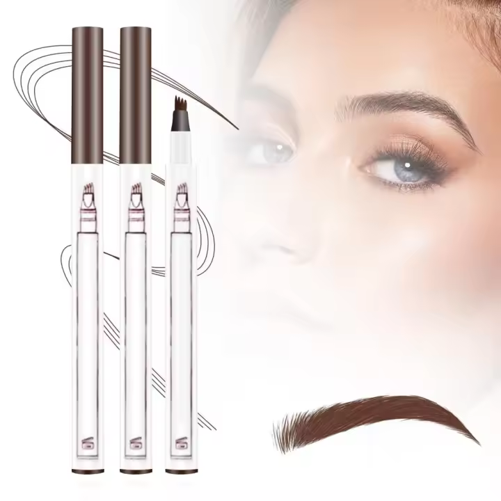 Lápiz de cejas 3D Magic Microblading (2024), resistente al agua, con 4 puntas precisas, con trazo fino de 24 horas de duración (marrón oscuro). - 1