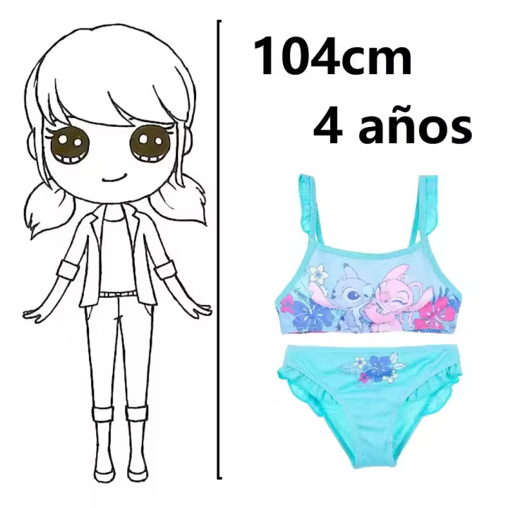 bikini stitch,traje de baño stitch,bikini de niña,ropa de baño,3/4/6/8 años,cm,fespu - 1