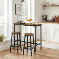 Conjunto de mesa y sillas de bar para cocina, mesa con 2 taburetes de bar, elegante marco de acero industrial - details 1