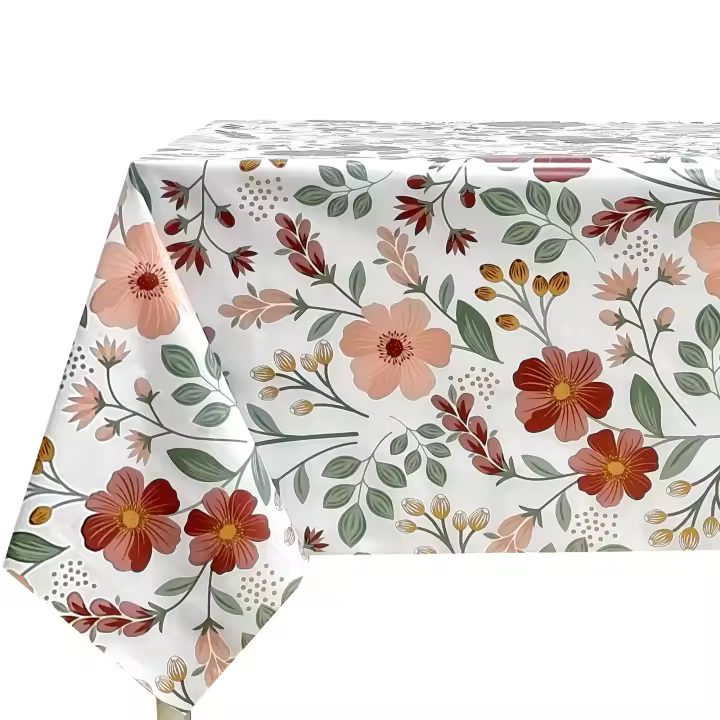 Mantel PVC Impermeable para Mesa Rectangular, Verano, Flores  - Ideal para Hogar, Cocina y Comedor - 1