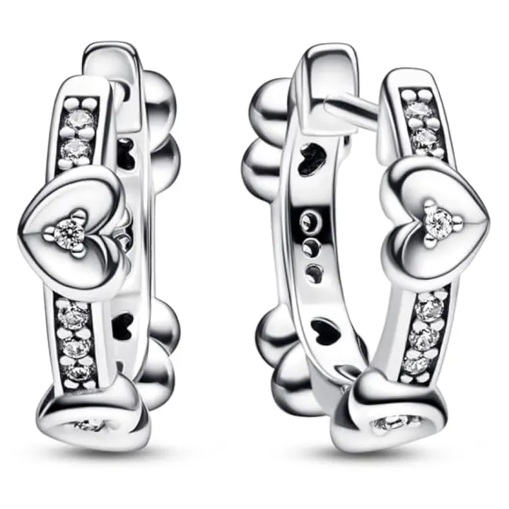 Pandora Pendientes de Aro en Plata de Ley Forma De Corazon，Incluye Caja Original - 1