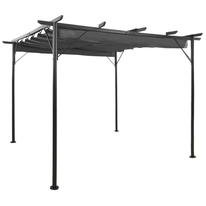 vidaXL Pérgola con tejado retráctil acero gris antracita 3x3m 180 g/m² - 1