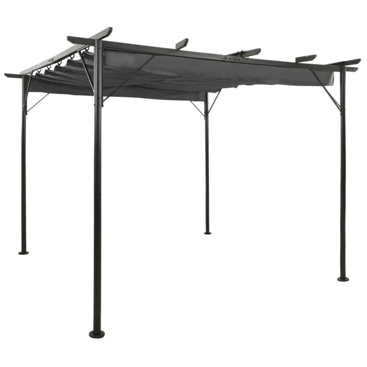 vidaXL Pérgola con tejado retráctil acero gris antracita 3x3m 180 g/m² - 1