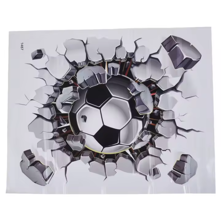 Pegatina de pared de fútbol 3D, arte de PVC, calcomanía de grieta de fútbol, decoración Mural de habitación de niños - 1