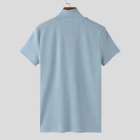 Camiseta INCERUN Para Hombre Color Sólido Cuello Alto Manga Corta Estilo Casual Verano Fitness Streetwear Moda Tops - details 5