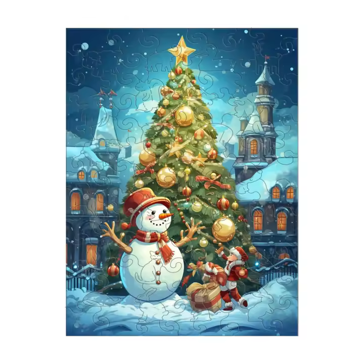 Puzzle De Madera 3D En Forma De Payaso De Navidad Juego Educativo Para Niños Y Adultos Regalo Familiar Para Interacción - 1