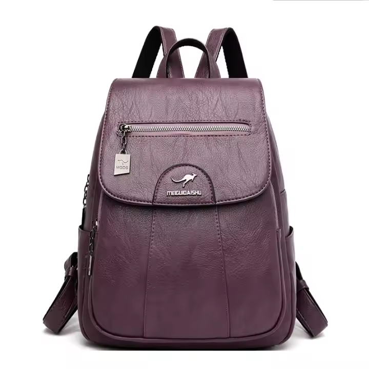 Mochipa De Cuero Suave Para Mujer En 5 Colores Bolsa De Hombre Vintage Casual Viaje Mochipa De Escuela Bolsa Para Damas - 1