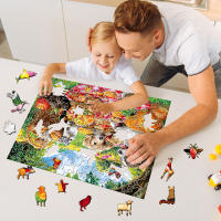 Puzzle De Jardín Para Perros Madera Juego De Mesa Emocional Familiar Patrones Únicos De Animales Tamaños A3/A5 Caja Blanca Incluida - details 5