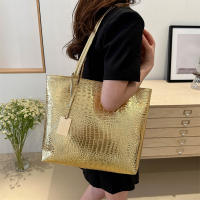Bolso De Hombro Para Mujer Casual Fashion PU Cuero Negro Plata Oro Estilo Crocodiloid Bolso Grande Capacidad Tote Bag Ladies Hand Bags - details 13