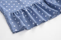 Vestido De Polka Dot Con Volantes Para Mujer Sin Mangas Cuello Redondo Corte Largo Casual Vestido De Verano De Polyester - details 22