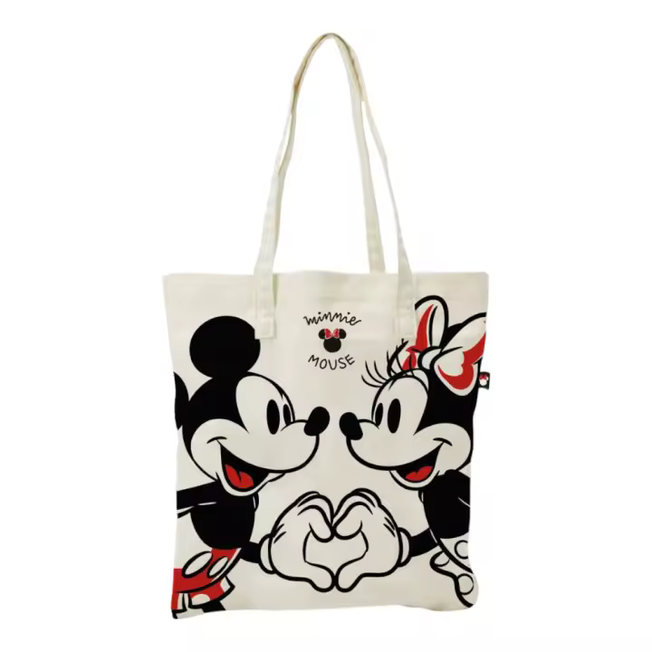 Tote Bag - Bolsa de Mickey y Minnie - Tipo Shopping de Algodón con Asas - 37x41Cm. Arditex. - 1