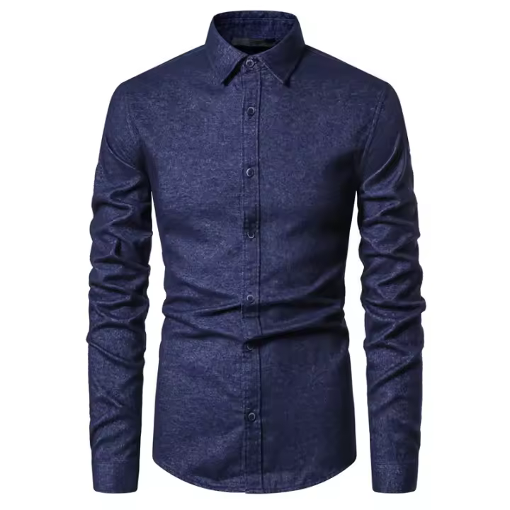 Nueva Camisa de algodón sin hierro, camisa informal ajustada de manga larga, ropa de trabajo para hombres, talla europea - 1