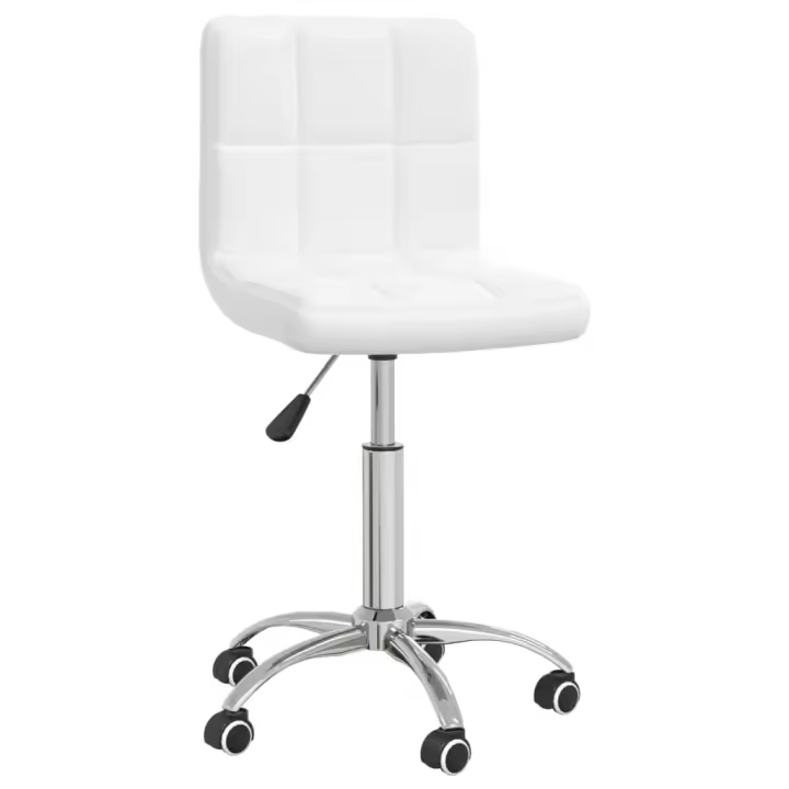 vidaXL Silla de oficina giratoria de cuero sintético blanco - 1