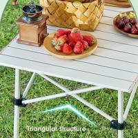 Mesa Plegable Portatil Engrosado, Para Camping, Picnic, Playa, Jardin, Terraza De Metal Esmaltado Con Efecto Madera, 51x50x50cm - details 0