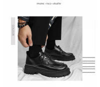 Zapatos De Cuero Para Hombre Estilo Británico Verano/Otoño Con Cordones Casual Plataforma Antideslizante Punta Redonda Zapatillas Hombre - details 1