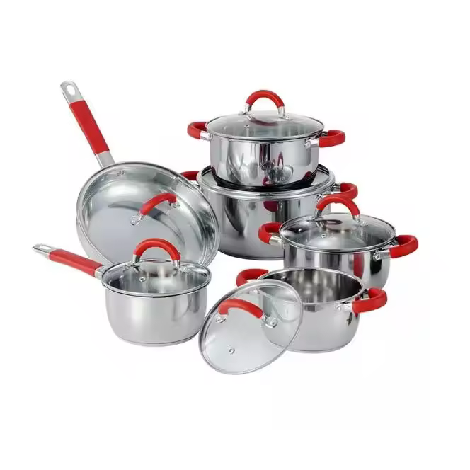 OTA Line Bateria de cocina de 6 piezas con sus tapaderas en acero inoxidable - 1