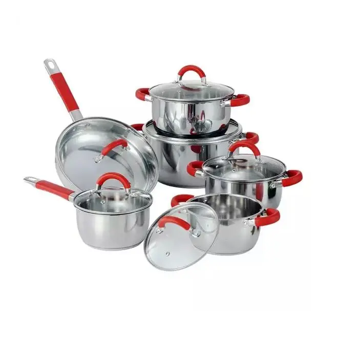 OTA Line Bateria de cocina de 6 piezas con sus tapaderas en acero inoxidable - 1