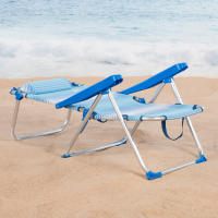 AKTIVE Silla de playa plegable, Silla de playa reclinable, Silla multiposición, 48x60x90 cm, Azul a rayas, Incluye cojín acolchado, Asa de hombro transporte, Peso máx 110 kg, Sillas de playa, Multiposición, Respaldo reclinable, Sillas de playa plegables - details 2