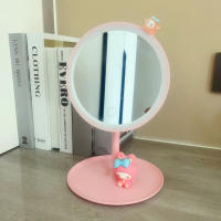 Espejo De Maquillaje Kawaii Sanrio Hello Kitty My Melody Kuromi Con Tres Luces De Color LED Espejo HD De Escritorio Con Almacenamiento Regalo Para Jóvenes Adultos - details 4