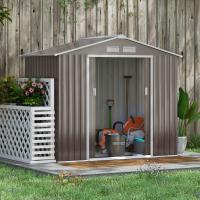 Outsunny Caseta de Jardín 213x130x185 cm Cobertizo Metálico de Exterior para Almacenamiento de Herramientas con 2 Puertas Correderas y 4 Ventanas para Terraza Verde Oscuro - details 7