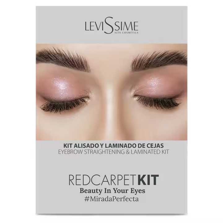 Levissime Red Carpet Kit Mirada Perfecta Kit Alisado y Laminado de Cejas - Pack Profesional para Cejas Lash Perm Gel + Lash Perm Neutralizer + Lash Glue + Eyebrow Cleanser + Pincel Cejas + Pincel Espumillón - 1