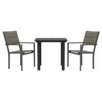 vidaXL Juego de comedor para jardín 3 piezas acero y textilene negro - details 1