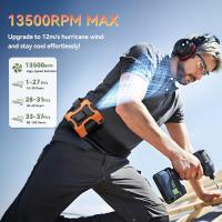 Ventilador de Belt portáthil with clip with Luz, motor Silencioso y powerful de 39,4 ft/S, ventilador de Camisa personal de cinturon portáthil de 100 lordades, Pantalla digital, enfriamiento - details 0