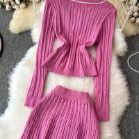 Conjunto De Dos Piezas Para Mujer REALEFT Otoño Invierno Traje De Pista De Correr Polo Collar Suéter Y Falda Skater A-line Nuevo 2024 - details 17