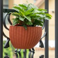 Maceta De Medio Círculo Estilo Europeo Imitación Rattan Colgante Para Pared Florero Para Exteriores Y Balcones Del Hogar - details 6