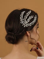 Accesorio Diario Para El Cabello De Mujer En Color Plata Con Hojas De Cristal Headpiece Para Boda Joyería De Cabeza - details 1