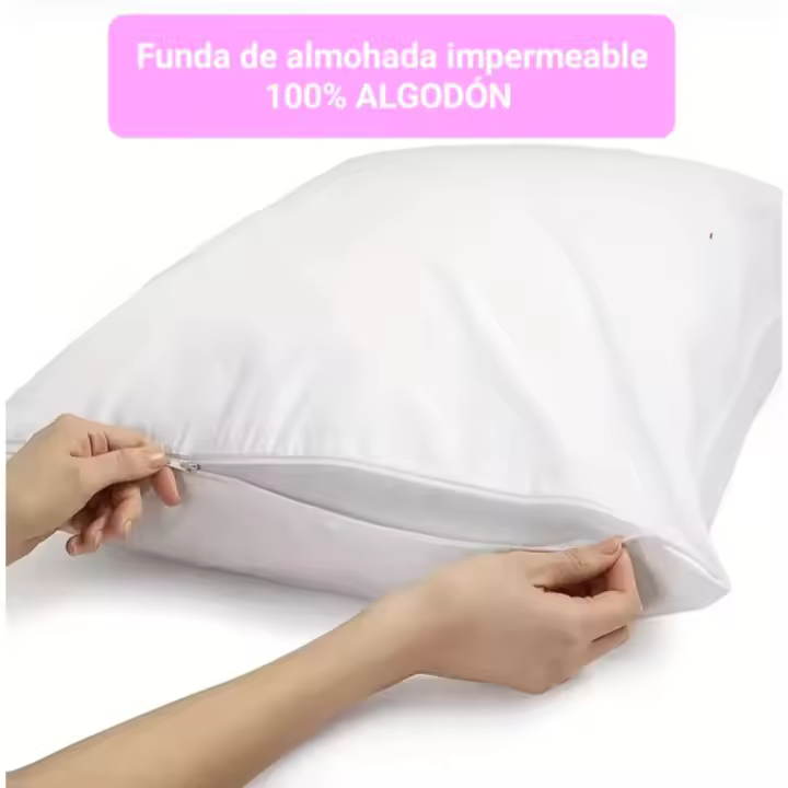 JIMENÉZ HOME - Funda de Almohada Impermeable 100% Algodón Extra Suave con Cremallera. - 1