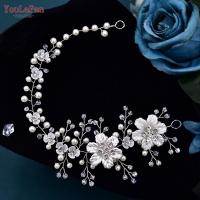 YouLaPan Diadema De Boda Para Novia Con Cristales Y Perlas Tiara De Mujer Accesorios De Peluca Para Celebraciones HP295 - details 1