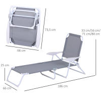 Outsunny Tumbona Reclinable y Plegable de Jardín con Respaldo Ajustable en 4 Posiciones Marco de Metal Texteline Transpirable 186x66x80 cm - details 2