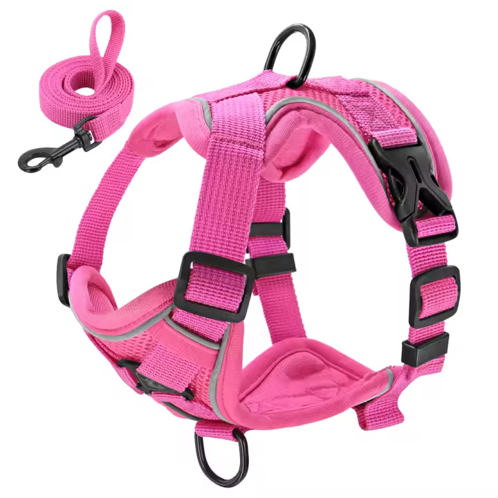 Set De Correa Y Arnés Reflectante Para Perros Y Gatos De Malla Y Nylon Para Pequeños Y Medianos Perros Bulldog Pug - 1