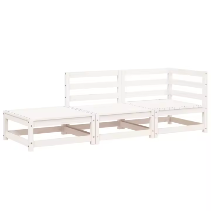Sofá Jardín con reposapiés 2 plazas Madera maciza Pino Blanco - 1