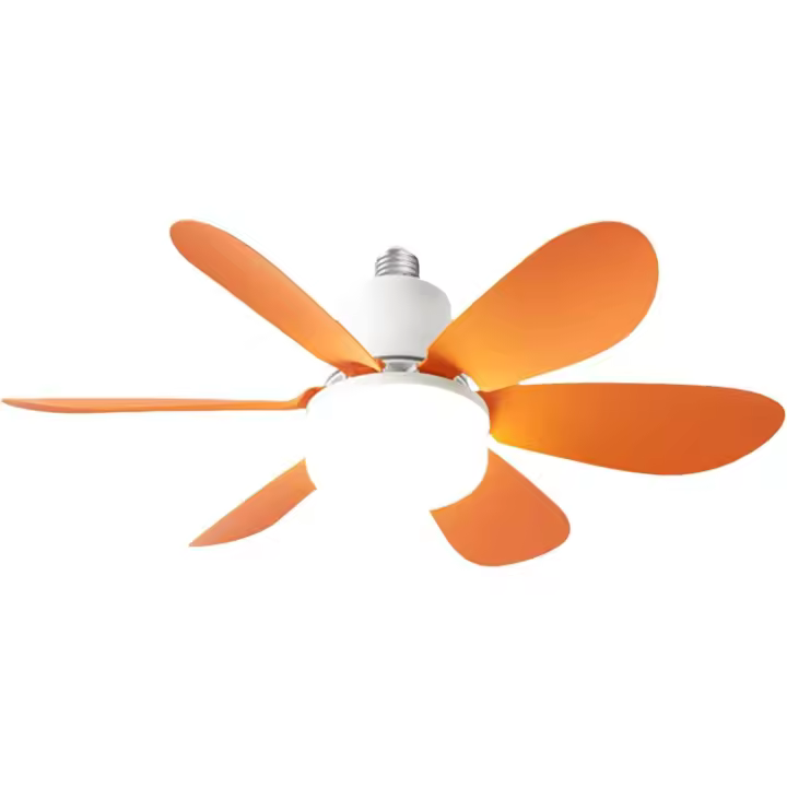 PORCHEDDU Ventilador de techo con casquillo E27 con Luz, Base roscada, Aspas extraíbles, atormillado Luz con ventilador de techo y control remoto, adecuado para Garaje, baño, dormitorio, Cocina, Luz Redonda - 1