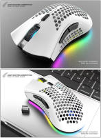 Ratón Gaming Wireless USB 2.4G RGB Luz Honeycomb Recargable BM600 Para PC Laptop Notebook Mouse Despacho Cute Para Jugador - details 14