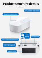 Lámpara LED De Sensor De Movimiento Recargable USB Con 3 Colores De Luz Magnética Para Decoración De Pared De Dormitorio Pasillo Armario Escalera - details 5