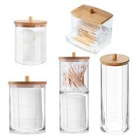 Organizador De Maquillaje Multifuncional En Acrílico Con Caja De Almacenamiento Para Palitos De Cotonete Caja De Baño Ecológica Con Tapa De Bambú - details 0