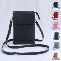 Bolso Bandolera De Cuero PU Para Mujer Bolso De Mano Pequeño Con Teléfono Móvil Estilo Messenger Color Sólido Cierre De Cremallera Y Hebilla - details 2