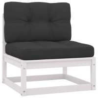 vidaXL Set de muebles de jardín 2 pzas con cojines madera pino Natural, Blanco, Gris Conjunto Terraza Muebles Jardín Exterior Juego de Muebles de jardín Mueble Jardín Exterior Muebles de Salon Exterior - details 5