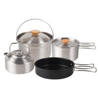 Juego De Cocina Para Camping Y Senderismo Con Olla Sartén Y Kettle Portátil De Acero Inoxidable Para Picnics Al Aire Libre - details 10