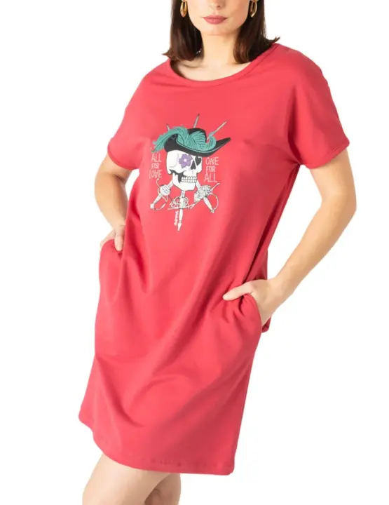 Vestido Animosa Mosqueteras rojo manga corta para mujer - 1