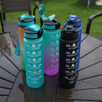 Botella Deportiva De 1000ml Con Tapa Y Marca De Tiempo Para Exteriores Camping Copo De Bebida Portátil Antigrado Y Reutilizable Para Estudiantes - details 7