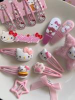 Juego De 11-14 Clips De Pelo Hello Kitty Kawaii Anime Cinnamoroll Kuromi Pochacco Accesorios Lindos Para Niñas Regalos - details 0